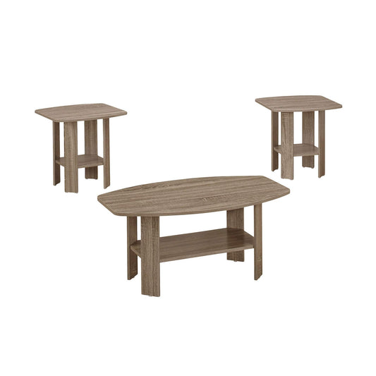 Set of Three 36" Taupe Coffee Table With Shelf - Homeroots