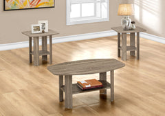 Set of Three 36" Taupe Coffee Table With Shelf