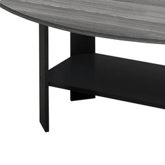 Set of Three 36" Gray And Black Coffee Table With Shelf - Homeroots