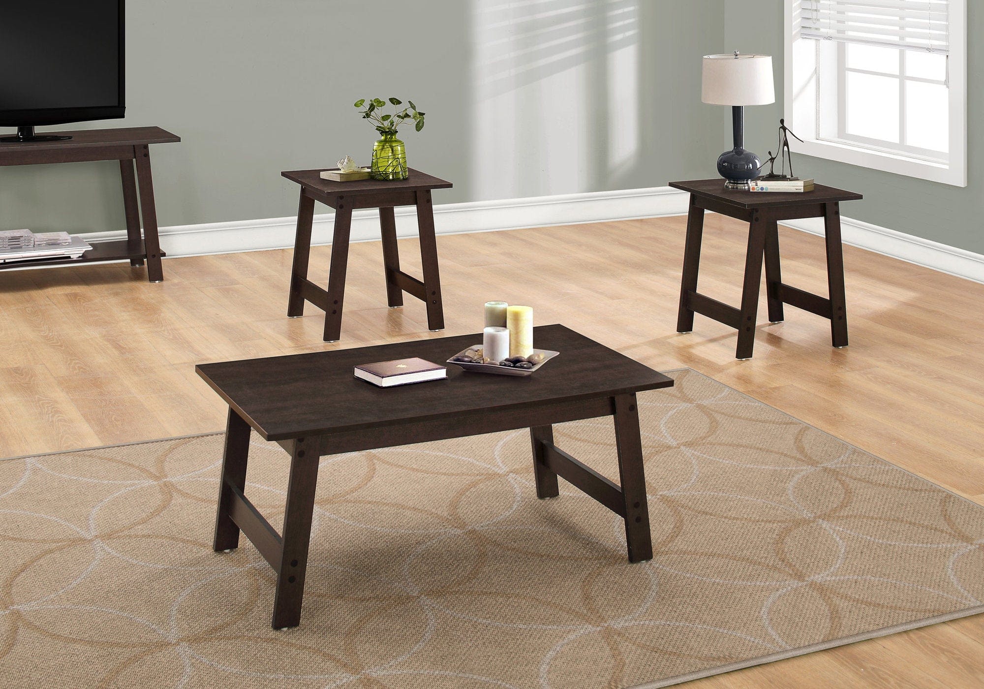 Set of Three 36" Espresso Coffee Table - Homeroots
