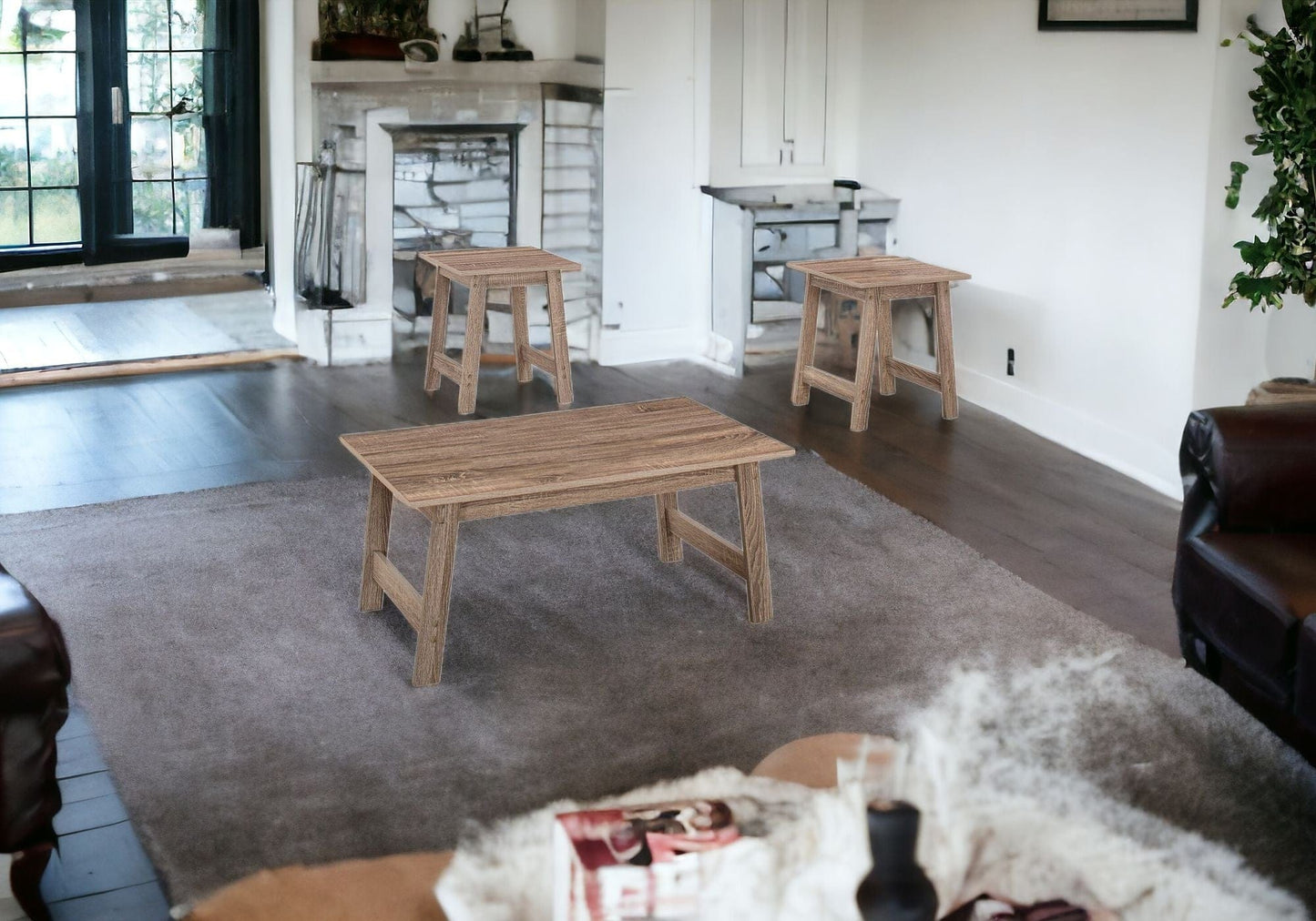 Set of Three 36" Taupe Coffee Table - Homeroots - Flyclothing LLC