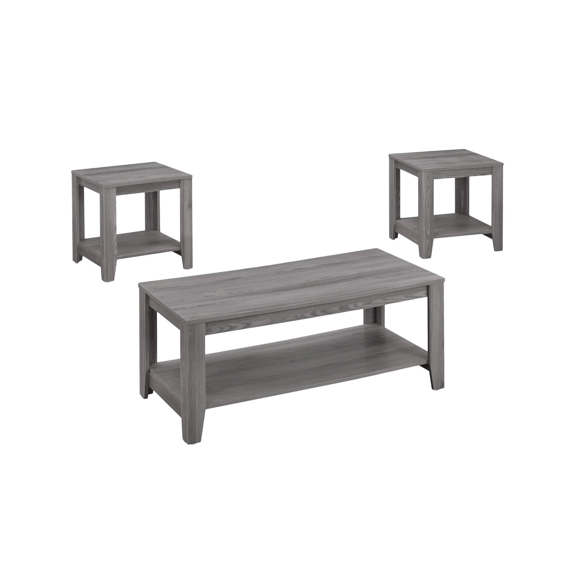 Set of Three 42" Gray Coffee Table With Shelf - Homeroots