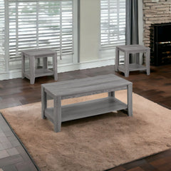 Set of Three 42" Gray Coffee Table With Shelf - Homeroots