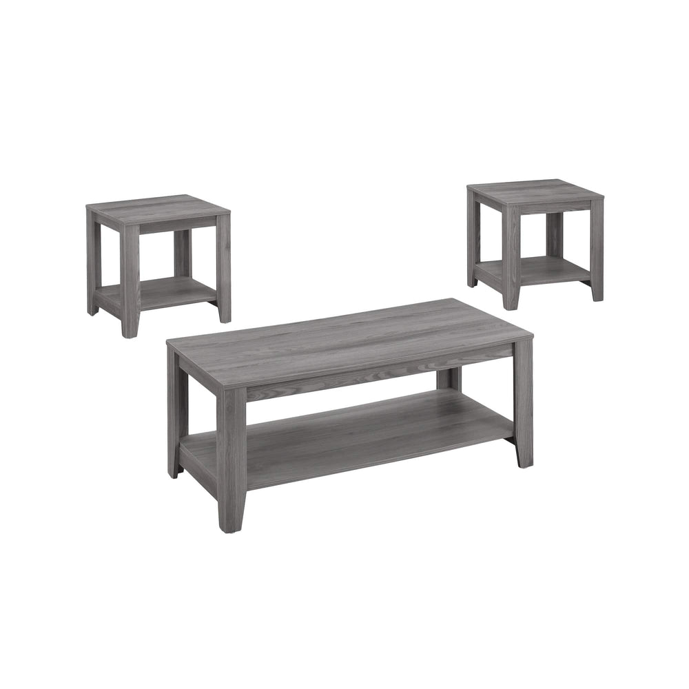 Set of Three 42" Gray Coffee Table With Shelf - Homeroots