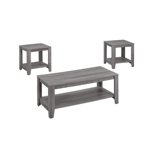 Set of Three 42" Gray Coffee Table With Shelf - Homeroots