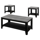 Set of Three 42" Gray And Black Coffee Table With Shelf - Homeroots