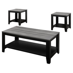 Set of Three 42" Gray And Black Coffee Table With Shelf - Homeroots