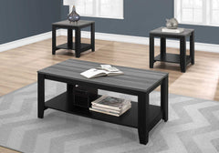 Set of Three 42" Gray And Black Coffee Table With Shelf - Homeroots