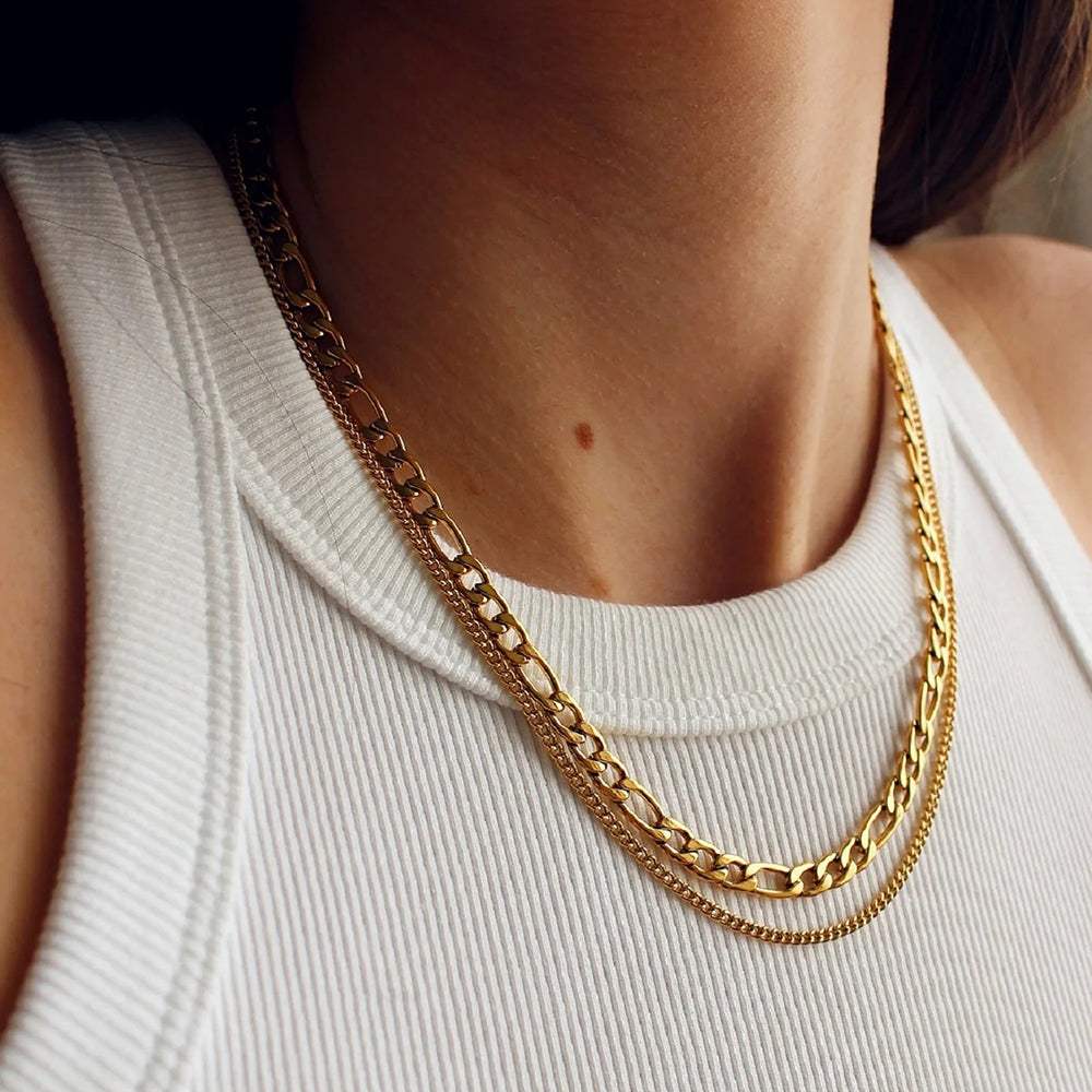 Stainless Steel Double-Layered Necklace - Trendsi - Flyclothing LLC