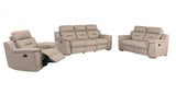 Three Piece Indoor Beige Genuine Leather Five Person Seating Set - Homeroots - Flyclothing LLC