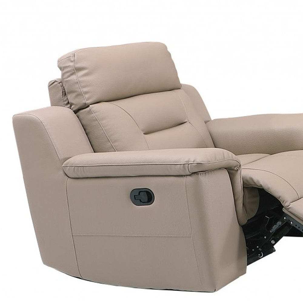Three Piece Indoor Beige Genuine Leather Five Person Seating Set - Homeroots - Flyclothing LLC