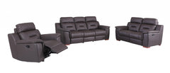 Three Piece Indoor Brown Genuine Leather Five Person Seating Set - Homeroots