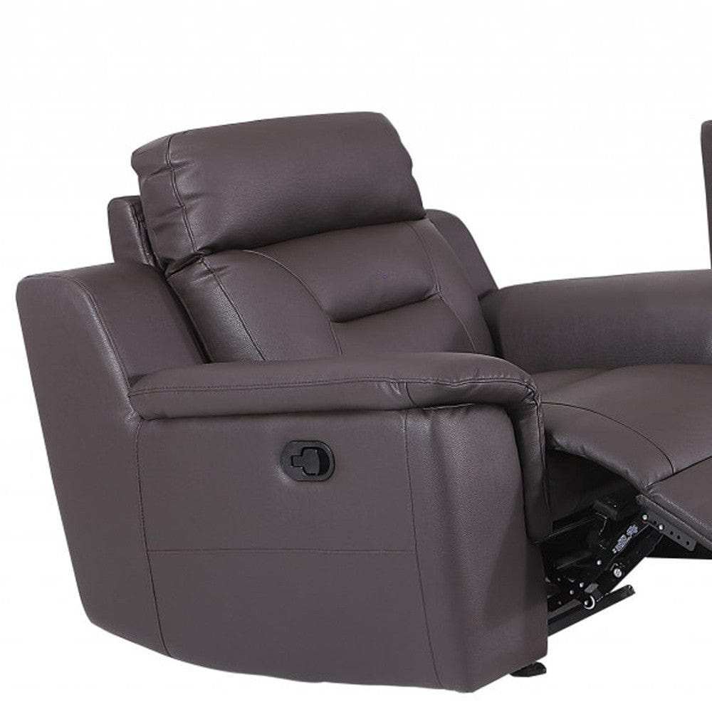 Three Piece Indoor Brown Genuine Leather Five Person Seating Set - Homeroots - Flyclothing LLC