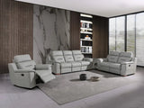 Three Piece Indoor Gray Genuine Leather Five Person Seating Set - Homeroots - Flyclothing LLC