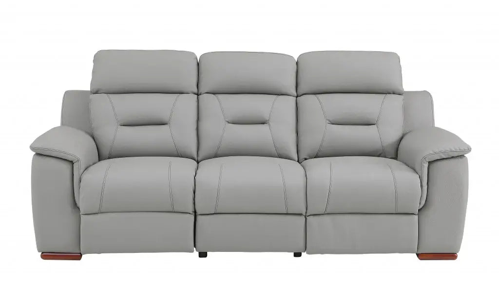 Three Piece Indoor Gray Genuine Leather Five Person Seating Set - Homeroots - Flyclothing LLC