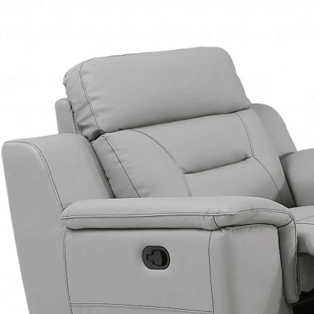 Three Piece Indoor Gray Genuine Leather Five Person Seating Set - Homeroots - Flyclothing LLC