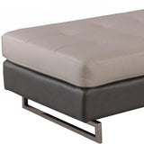 63" Taupe Faux Leather And Silver Ottoman - Homeroots