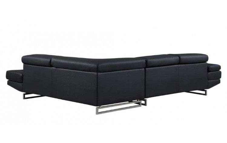 Black Leather L Shaped Two Piece Corner Sectional - Homeroots - Flyclothing LLC