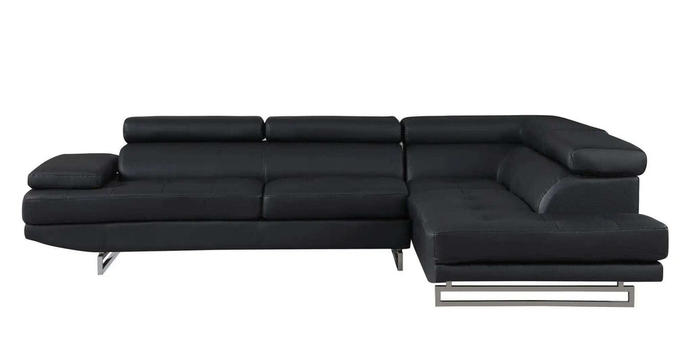 Black Leather L Shaped Two Piece Corner Sectional - Homeroots - Flyclothing LLC