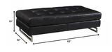63" Black Faux Leather And Silver Ottoman - Homeroots