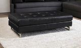 63" Black Faux Leather And Silver Ottoman - Homeroots
