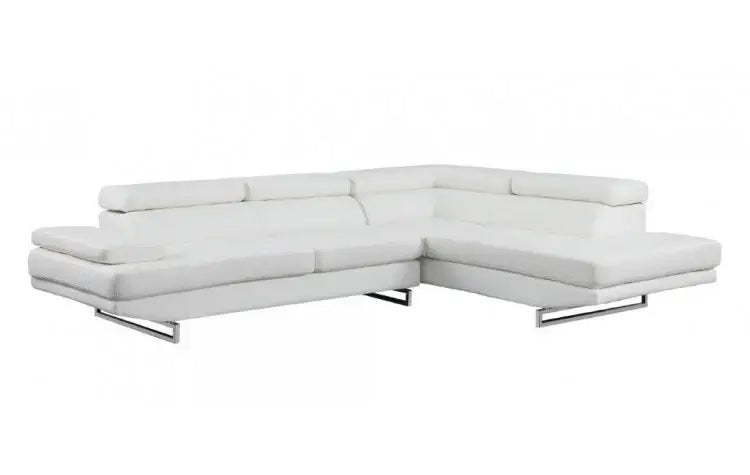 White Leather L Shaped Two Piece Corner Sectional - Homeroots - Flyclothing LLC