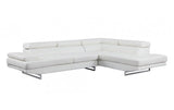 White Leather L Shaped Two Piece Corner Sectional - Homeroots