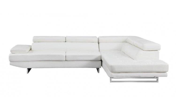 White Leather L Shaped Two Piece Corner Sectional - Homeroots