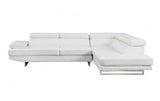 White Leather L Shaped Two Piece Corner Sectional - Homeroots