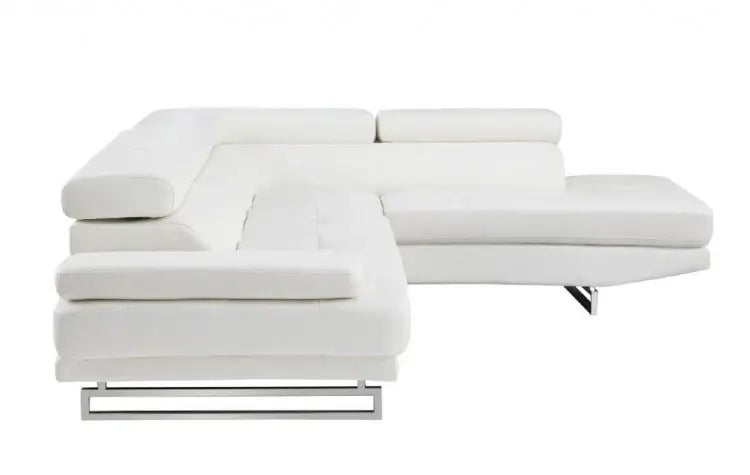 White Leather L Shaped Two Piece Corner Sectional - Homeroots - Flyclothing LLC