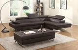 Brown Leather L Shaped Two Piece Corner Sectional - Homeroots - Flyclothing LLC