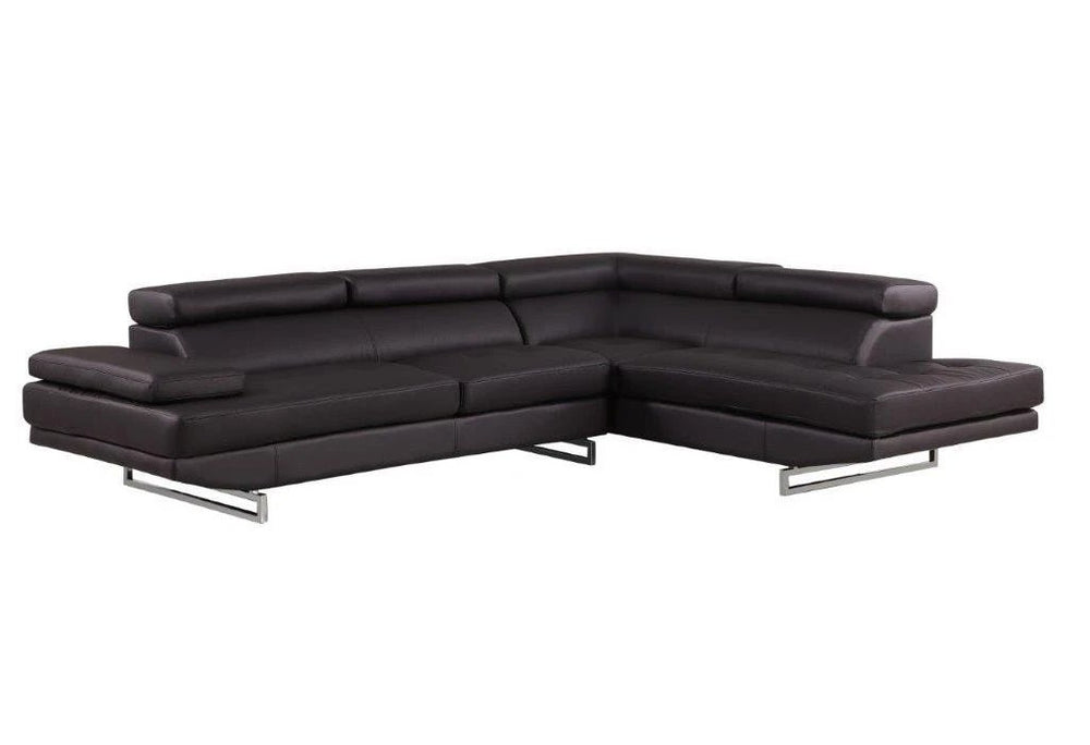 Brown Leather L Shaped Two Piece Corner Sectional - Homeroots