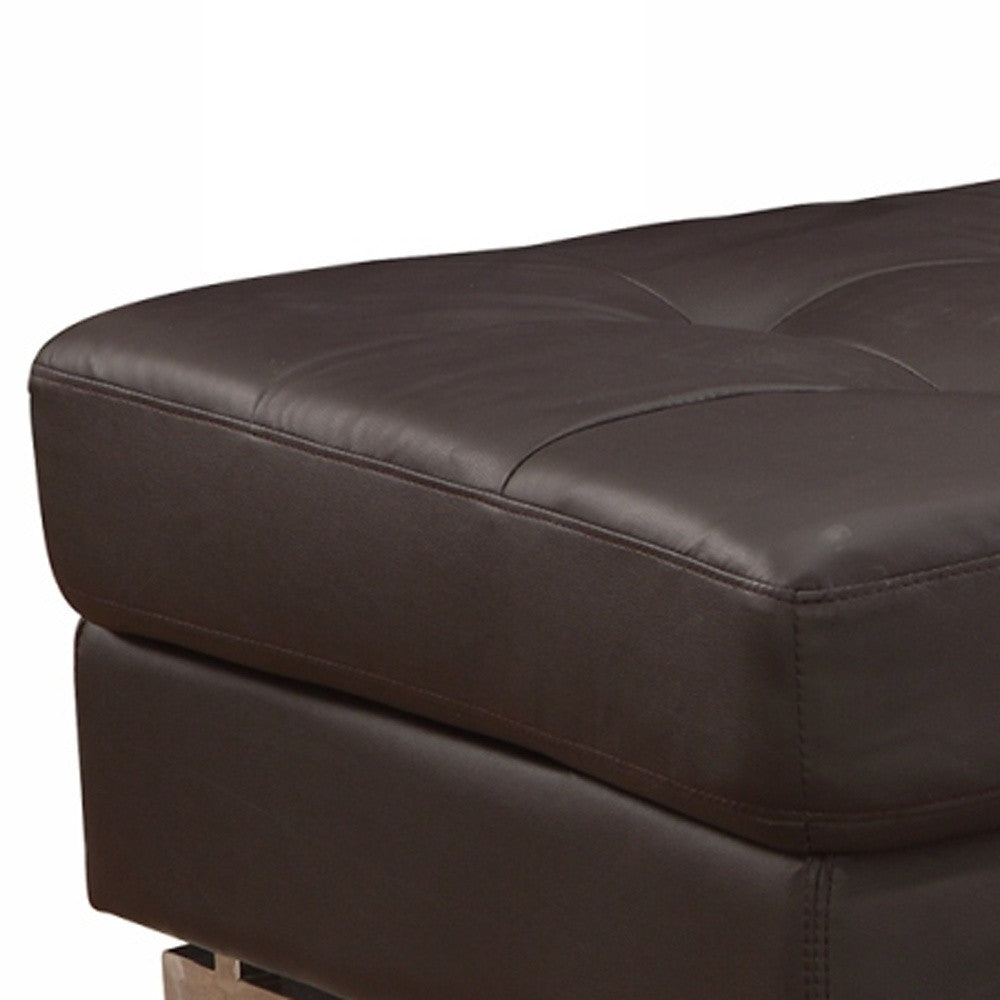 63" Brown Faux Leather And Gold Ottoman - Homeroots
