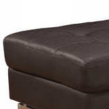 63" Brown Faux Leather And Gold Ottoman - Homeroots