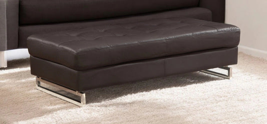 63" Brown Faux Leather And Gold Ottoman - Homeroots