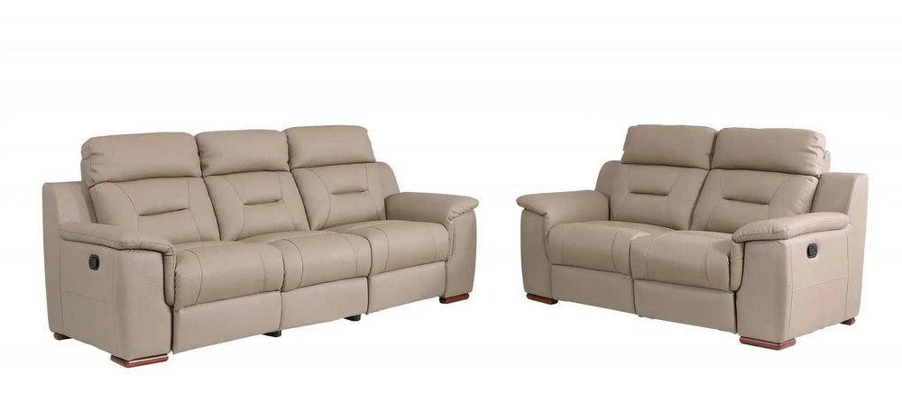 Two Piece Indoor Beige Genuine Leather Five Person Seating Set - Homeroots - Flyclothing LLC