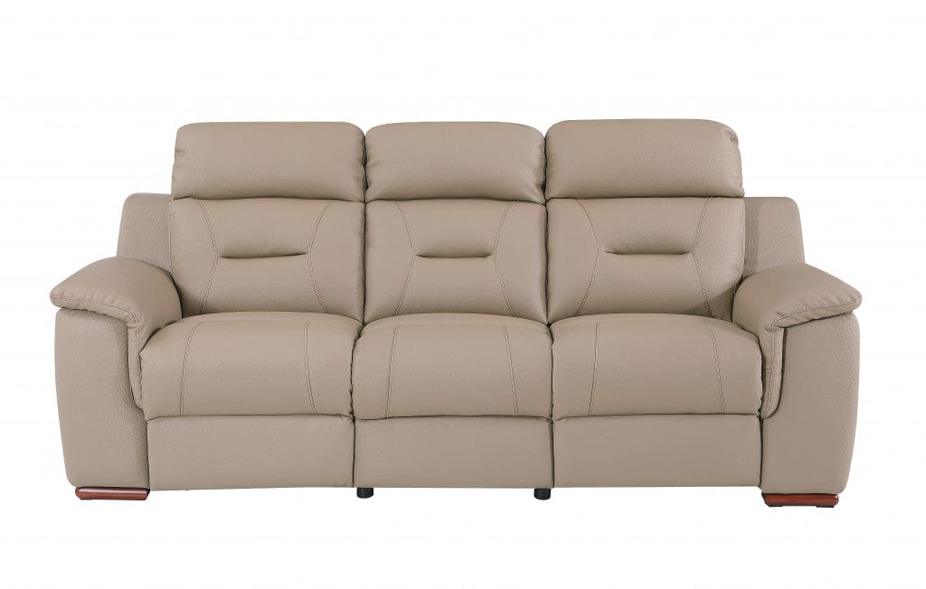 Two Piece Indoor Beige Genuine Leather Five Person Seating Set - Homeroots