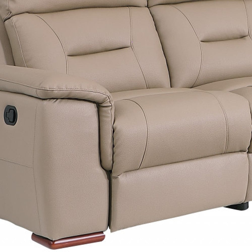 Two Piece Indoor Beige Genuine Leather Five Person Seating Set - Homeroots
