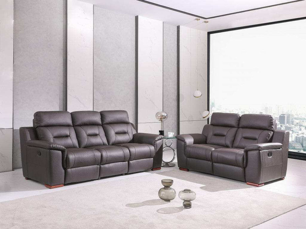 Two Piece Indoor Brown Genuine Leather Five Person Seating Set - Homeroots - Flyclothing LLC