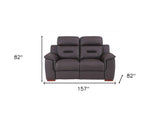 Two Piece Indoor Brown Genuine Leather Five Person Seating Set - Homeroots - Flyclothing LLC