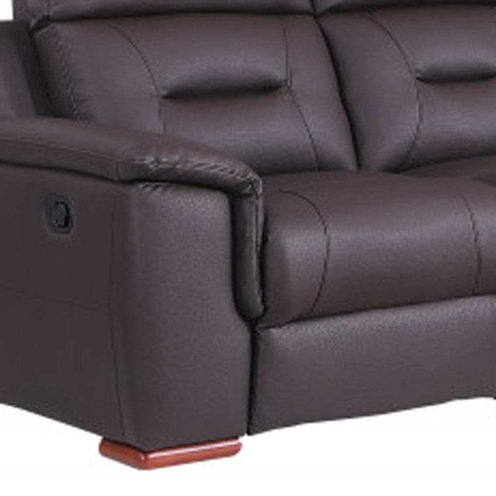 Two Piece Indoor Brown Genuine Leather Five Person Seating Set - Homeroots - Flyclothing LLC