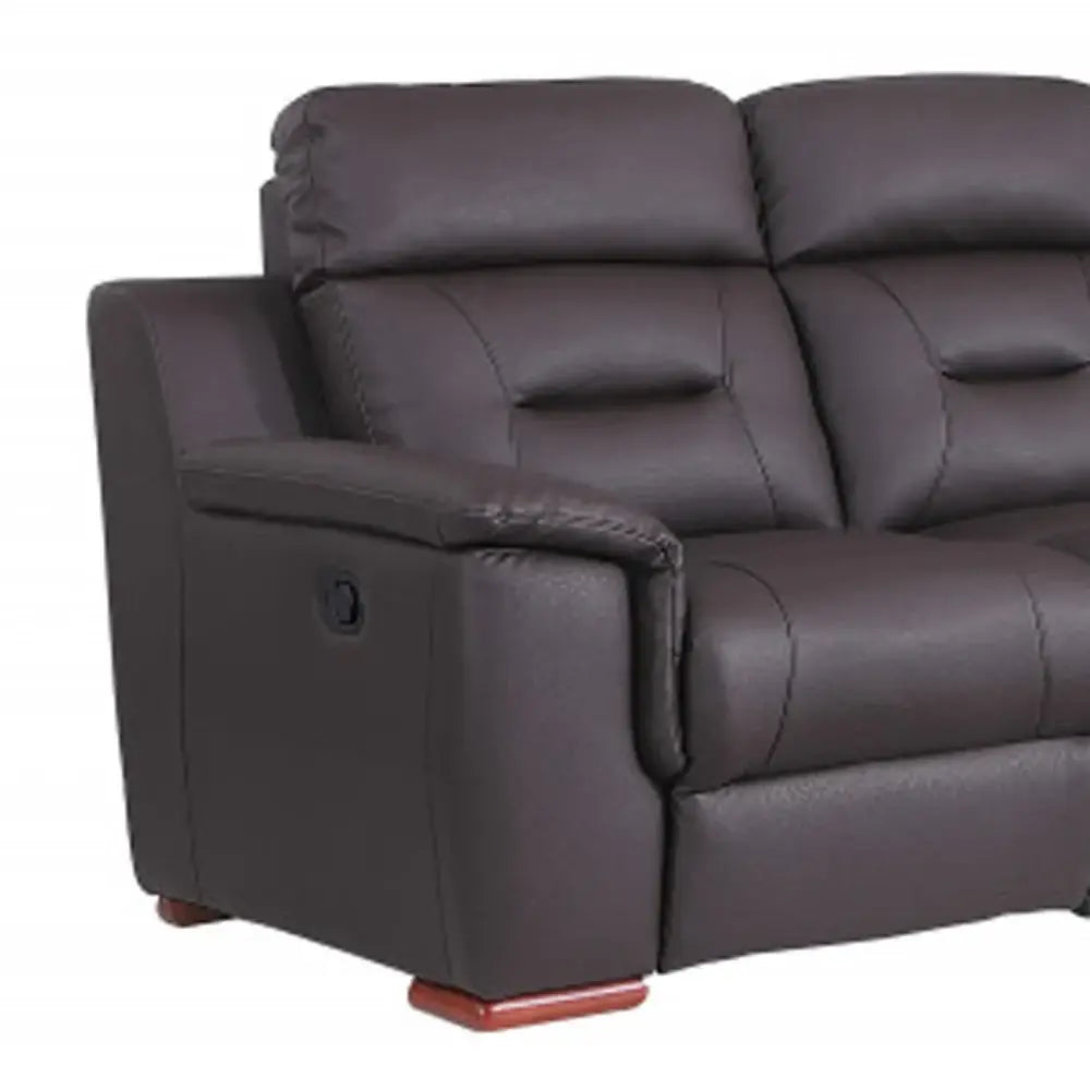 Two Piece Indoor Brown Genuine Leather Five Person Seating Set - Homeroots - Flyclothing LLC