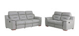 Two Piece Indoor Gray Genuine Leather Five Person Seating Set - Homeroots - Flyclothing LLC