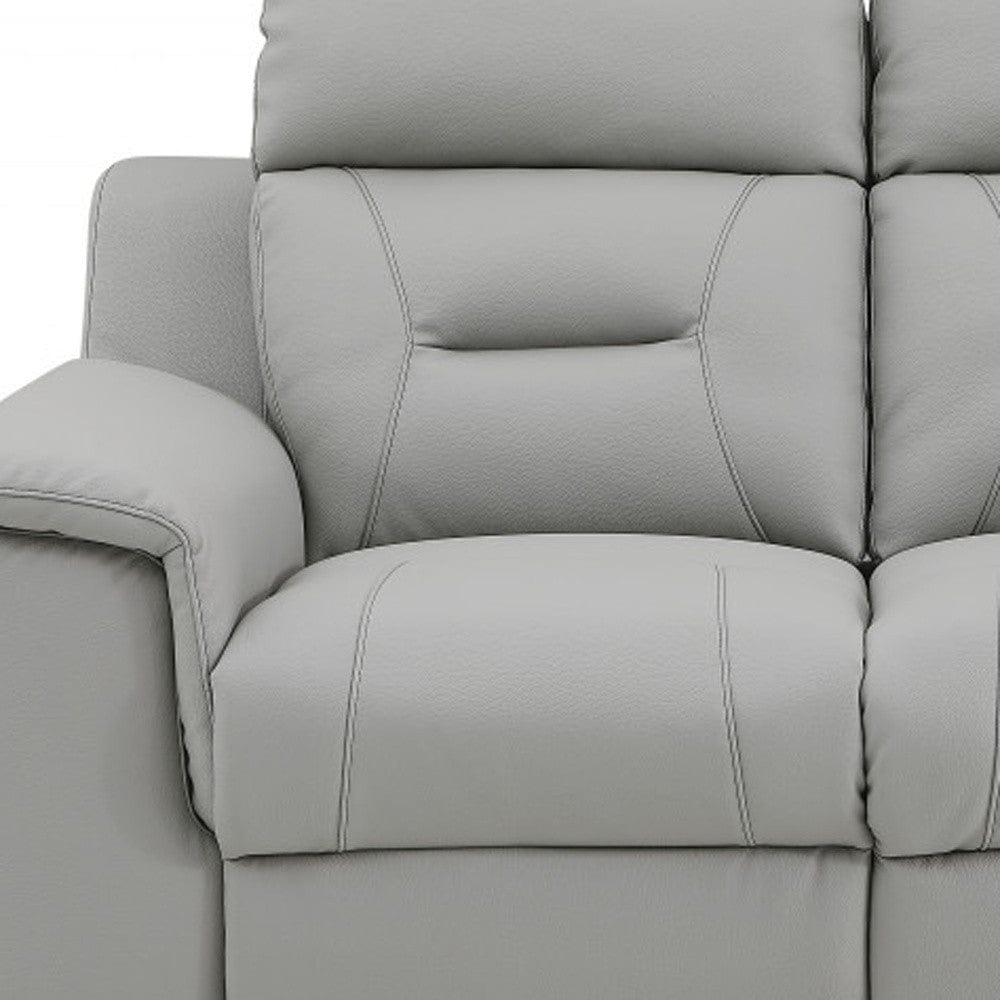 Two Piece Indoor Gray Genuine Leather Five Person Seating Set - Homeroots