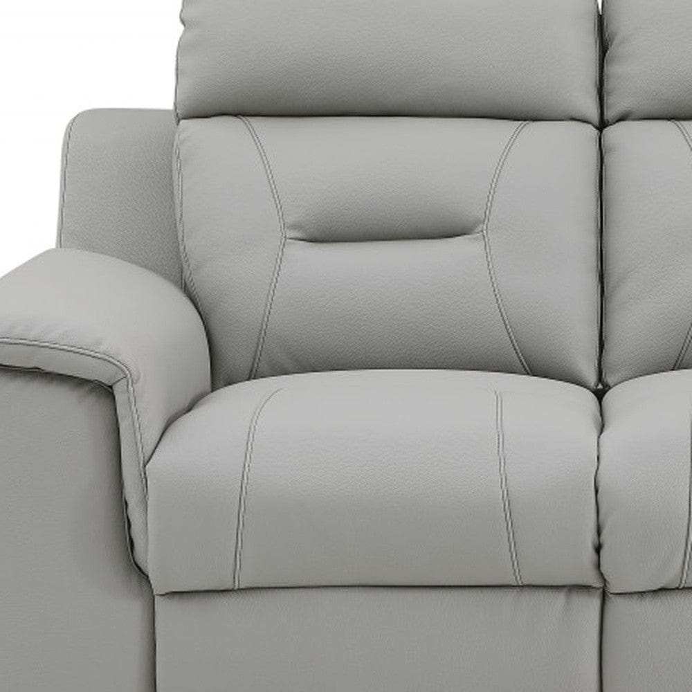 Two Piece Indoor Gray Genuine Leather Five Person Seating Set - Homeroots - Flyclothing LLC