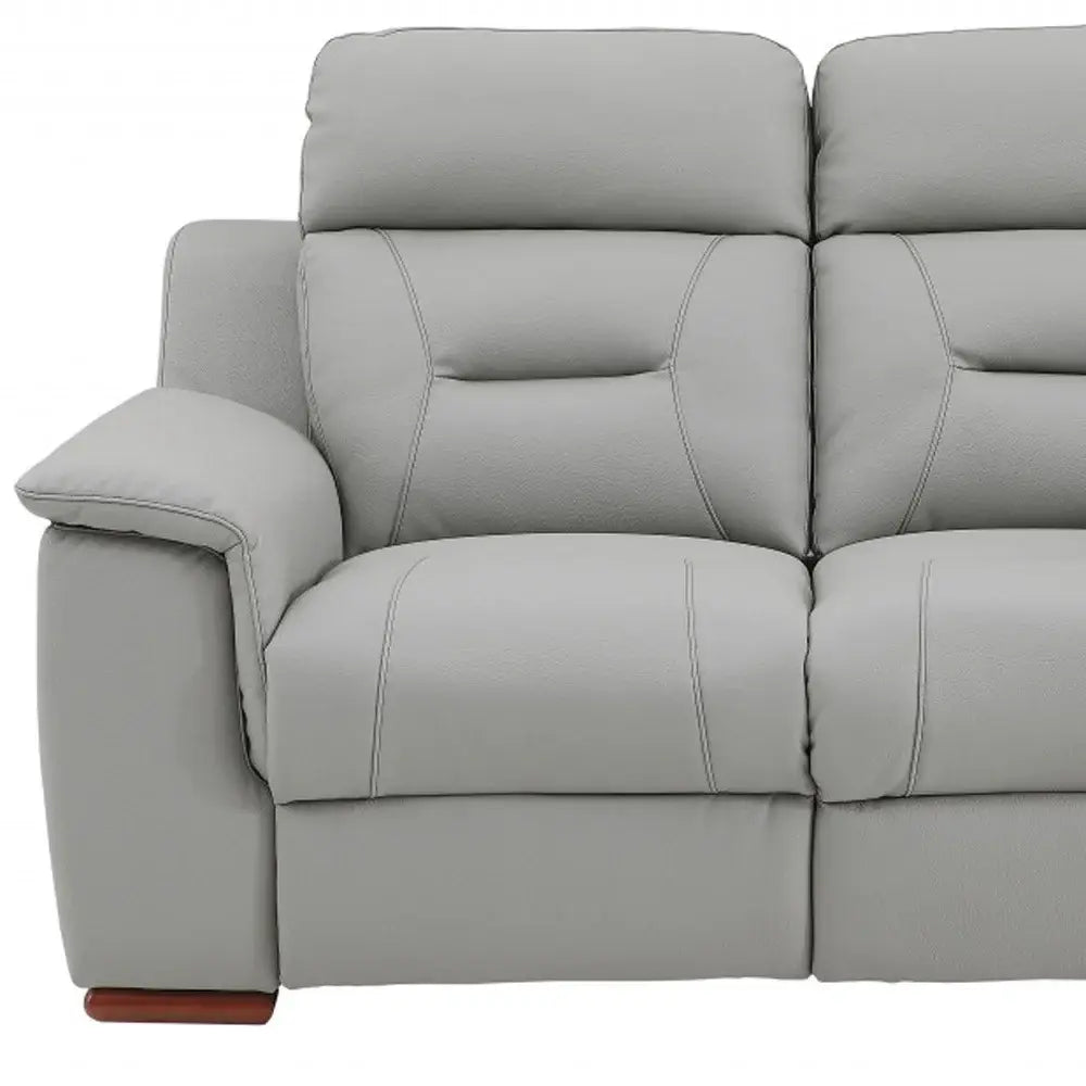 Two Piece Indoor Gray Genuine Leather Five Person Seating Set - Homeroots - Flyclothing LLC