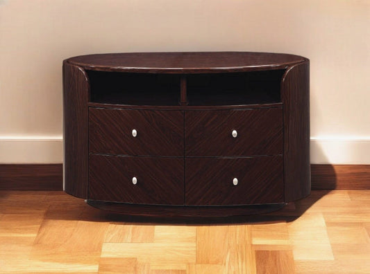 47" Dark Brown Cabinet Enclosed Storage TV Stand - Homeroots