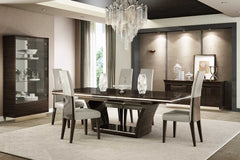 Seven Piece Dark Brown Solid Wood Dining Set with Six Chairs - Homeroots