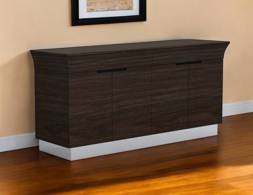 70" Dark Brown Two Drawer Buffet Table with Four Doors - Homeroots - Flyclothing LLC