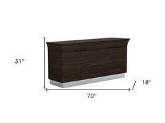 70" Dark Brown Two Drawer Buffet Table with Four Doors - Homeroots